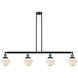 Franklin Restoration Small Oxford 4 Light 52.13 inch Black Antique Brass Island Light Ceiling Light in Matte White Glass, Franklin Restoration