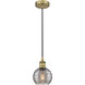 Edison Athens Deco Swirl 1 Light 6 inch Brushed Brass Mini Pendant Ceiling Light