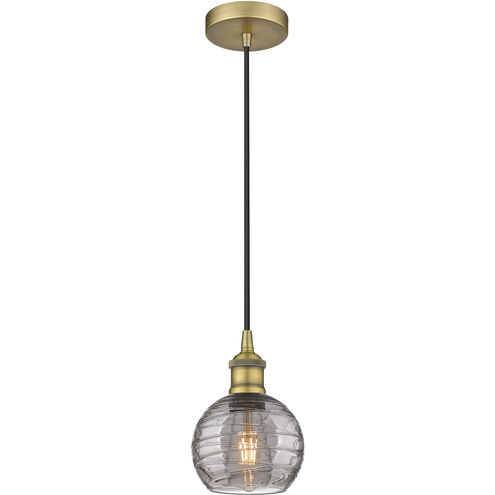 Edison Athens Deco Swirl 1 Light 6 inch Brushed Brass Mini Pendant Ceiling Light