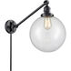 X-Large Beacon 18 inch 3.5 watt Matte Black Swing Arm Wall Light in Clear Glass, Franklin Restoration