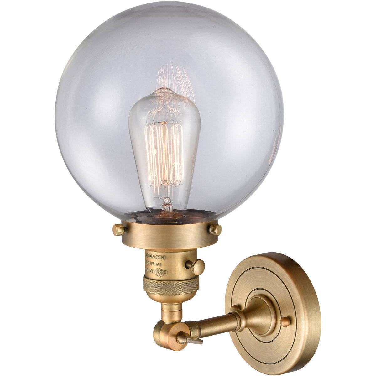 Franklin Restoration Large Beacon 1 Light 8 inch Brushed Brass Sconce Wall Light in Clear Glass, Franklin Restoration