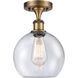 Ballston Athens LED 8 inch Brushed Brass Semi-Flush Mount Ceiling Light in Seedy Glass, Ballston