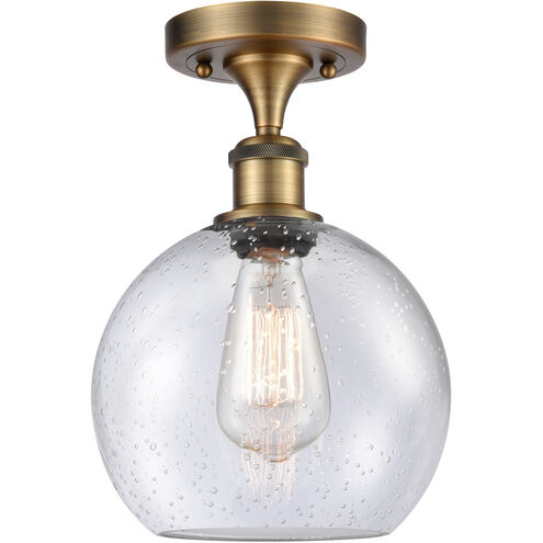 Ballston Athens LED 8 inch Brushed Brass Semi-Flush Mount Ceiling Light in Seedy Glass, Ballston