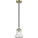 Nouveau Bellmont LED 6 inch Black Antique Brass Mini Pendant Ceiling Light in Clear, Nouveau