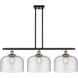 Ballston X-Large Bell 3 Light 36 inch Black Antique Brass Island Light Ceiling Light in Seedy Glass