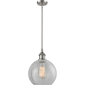 Ballston Athens 1 Light 8 inch Brushed Satin Nickel Pendant Ceiling Light in Clear Crackle Glass, Ballston