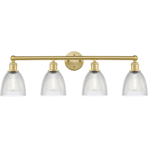 Castile 4 Light 33 inch Satin Gold Bath Vanity Light Wall Light in Clear