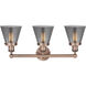 Cone 3 Light 24.5 inch Antique Copper Bath Vanity Light Wall Light in Light Smoke Glass