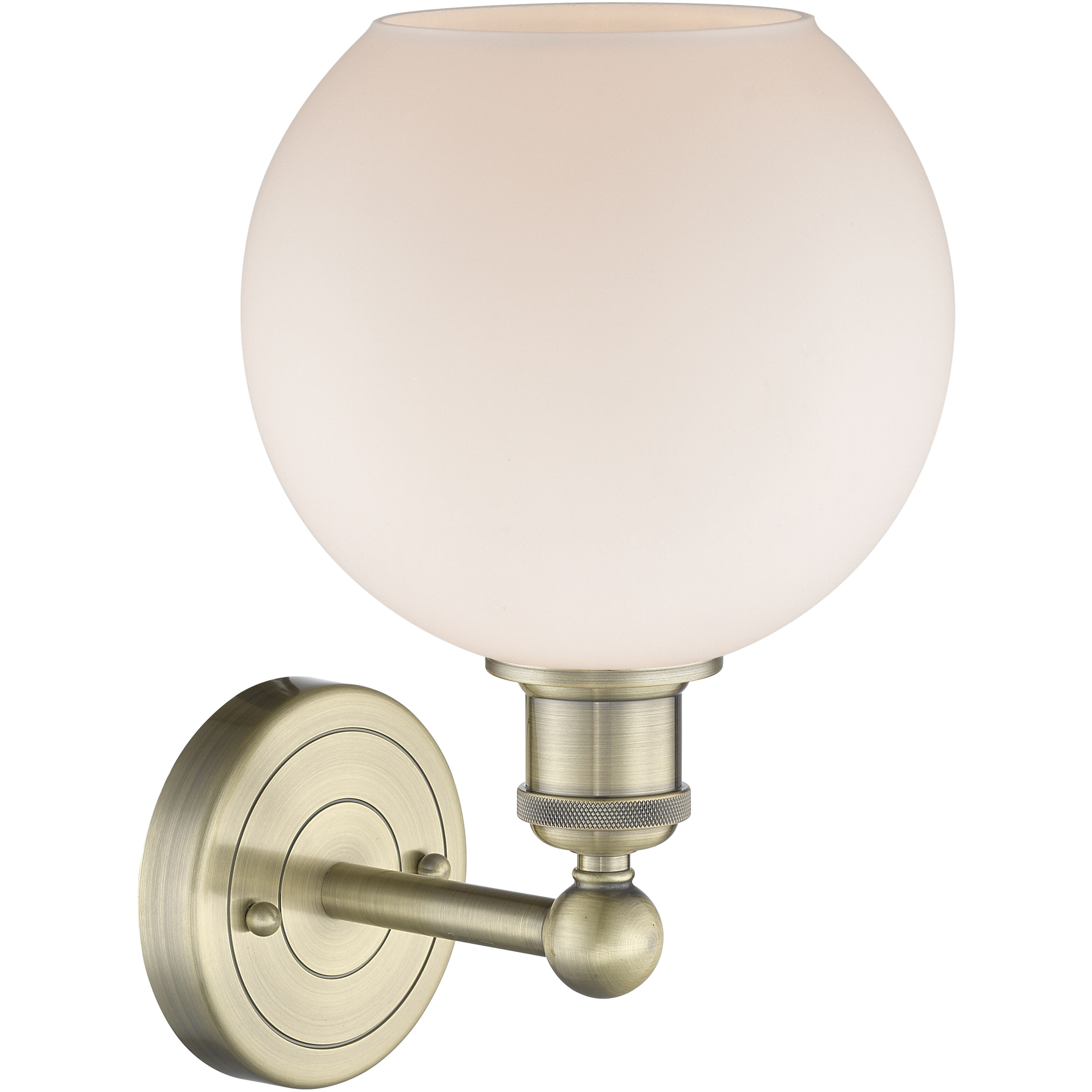 Athens Sconce Wall Light in Antique Brass, Matte White