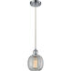 Ballston Belfast LED 6 inch Polished Chrome Mini Pendant Ceiling Light in Clear Crackle Glass, Ballston