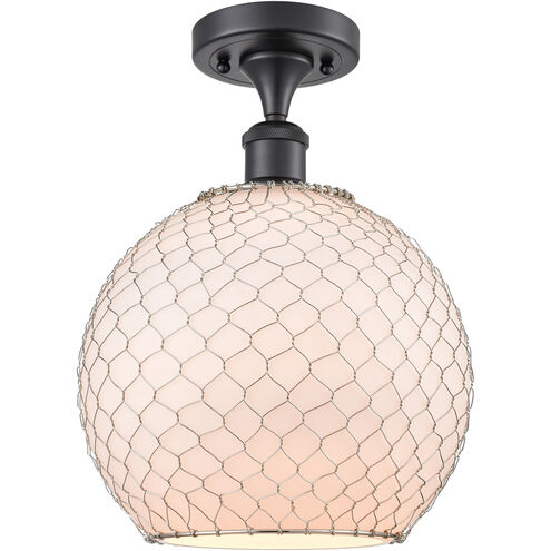 Ballston Large Farmhouse Chicken Wire 1 Light 10 inch Matte Black Semi-Flush Mount Ceiling Light, Ballston