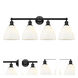 Edison Bristol Glass 4 Light 35 inch Matte Black Bath Vanity Light Wall Light in Matte White Glass