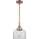 Franklin Restoration Large Bell 1 Light 8 inch Antique Copper Mini Pendant Ceiling Light in Clear Glass