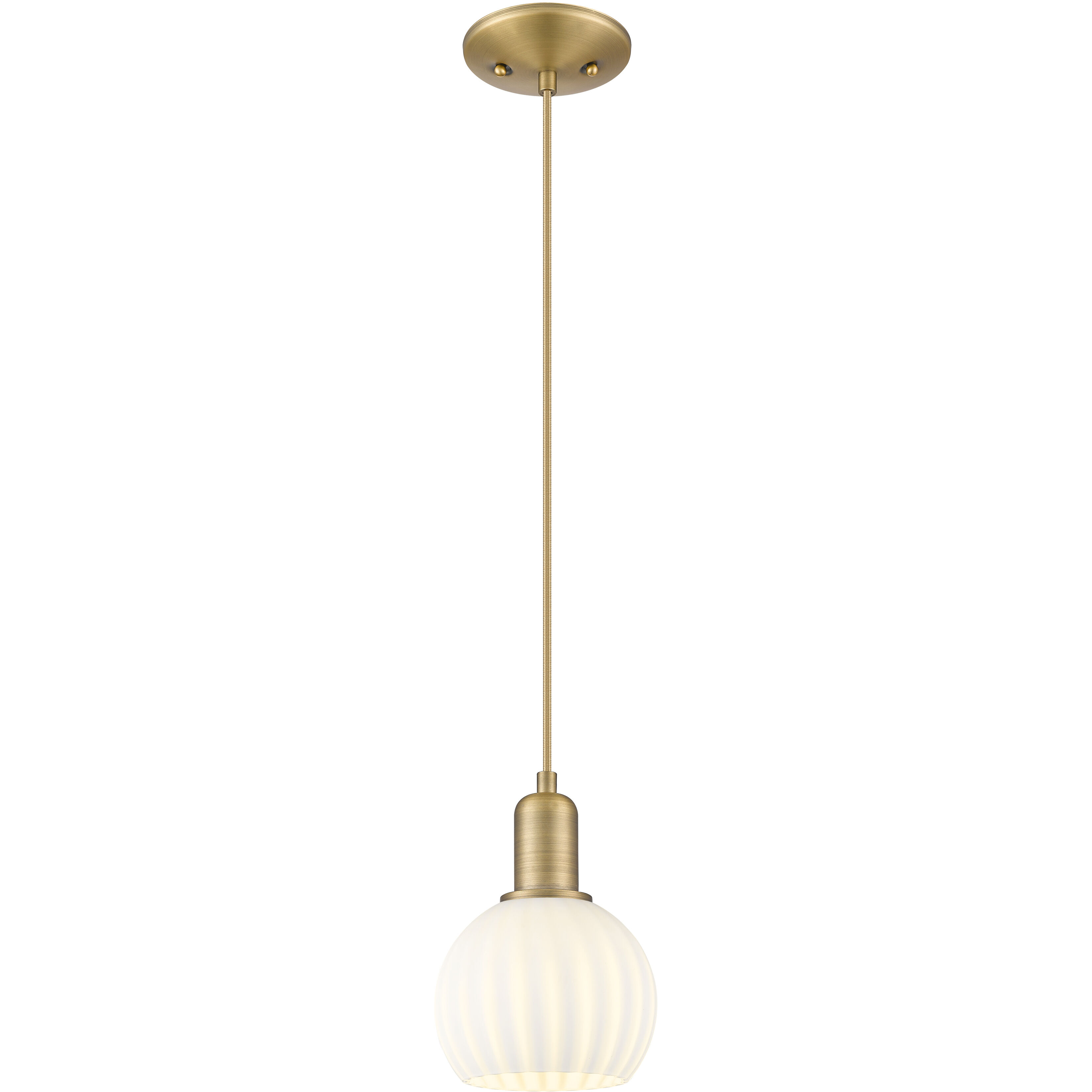 Arcadia White Venetian 1 Light 6 inch Brushed Brass Mini Pendant Ceiling Light