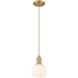 Arcadia White Venetian 1 Light 6 inch Brushed Brass Mini Pendant Ceiling Light
