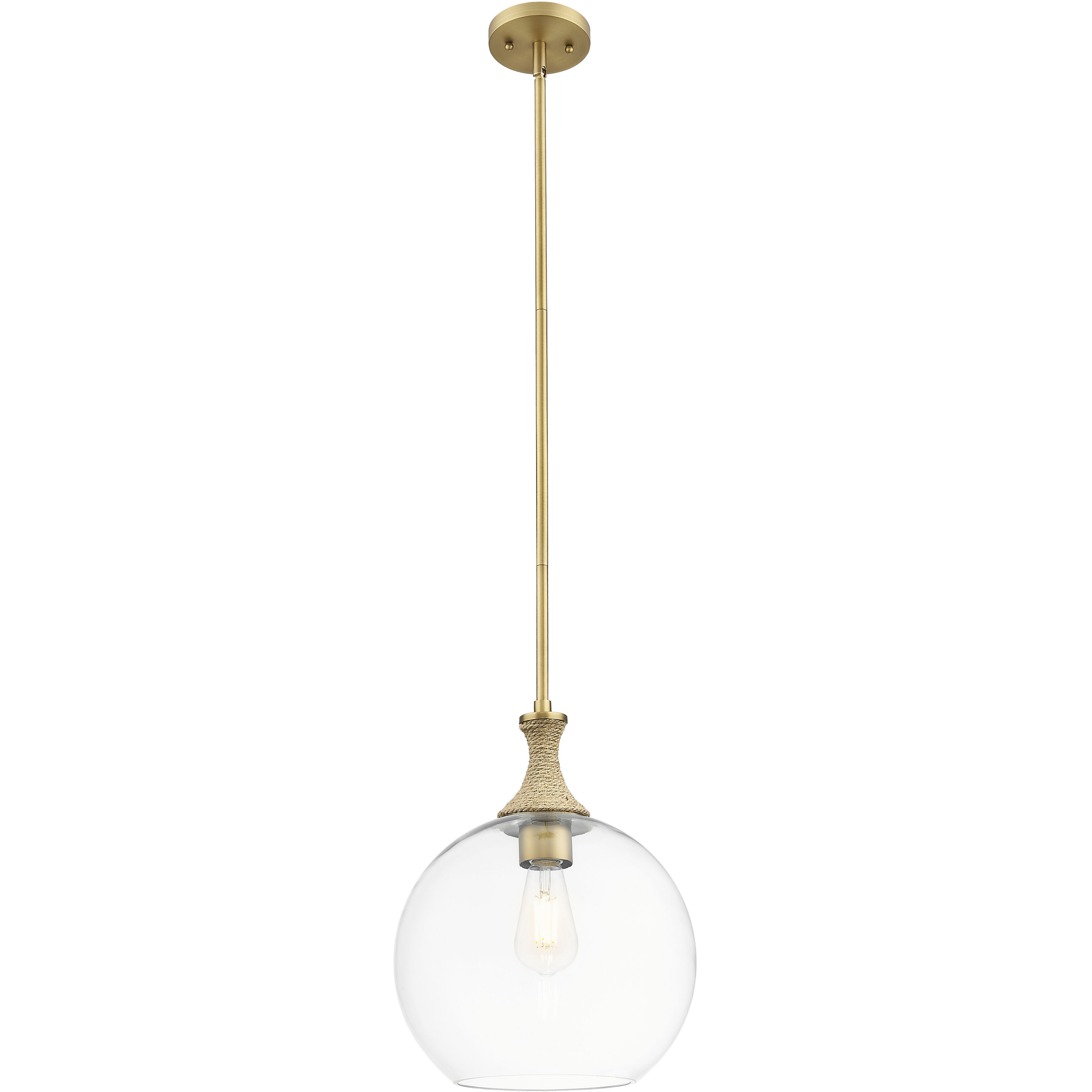Astor 1 Light 12 inch Brushed Brass Mini Pendant Ceiling Light in Clear Glass