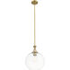 Astor 1 Light 12 inch Brushed Brass Mini Pendant Ceiling Light in Clear Glass