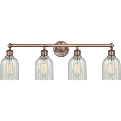 Caledonia 4 Light 32 inch Antique Copper Bath Vanity Light Wall Light in Mouchette
