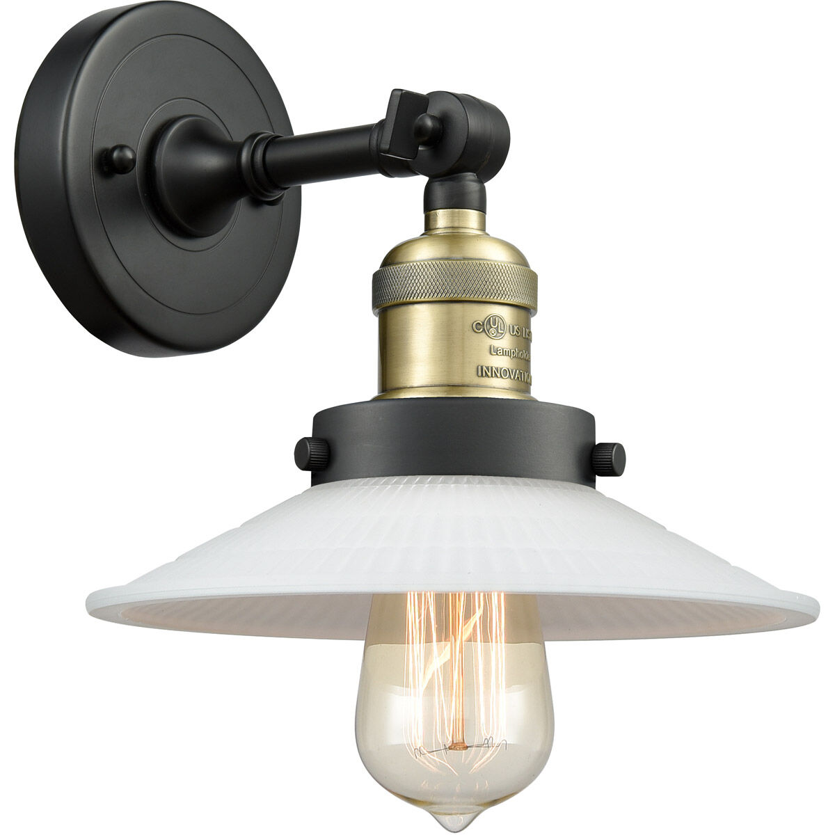 Franklin Restoration Halophane 1 Light 9 inch Black Antique Brass Semi-Flush Mount Ceiling Light in Matte White Halophane Glass, Franklin Restoration