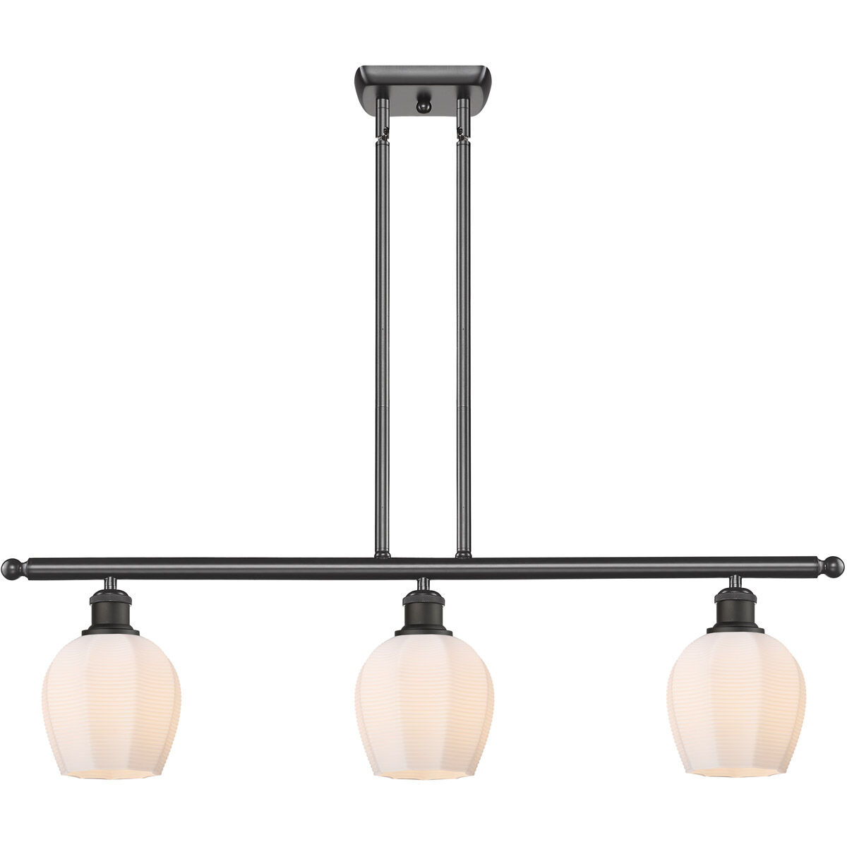 Ballston Norfolk 3 Light 36 inch Oil Rubbed Bronze Island Light Ceiling Light in Matte White Glass