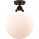 Nouveau 2 Beacon LED 12 inch Oil Rubbed Bronze Semi-Flush Mount Ceiling Light in Matte White Glass