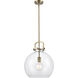 Downtown Urban Newton Sphere 1 Light 14 inch Brushed Brass Pendant Ceiling Light in Clear