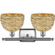 Woven Rattan 2 Light 18 inch Satin Nickel Bath Vanity Light Wall Light