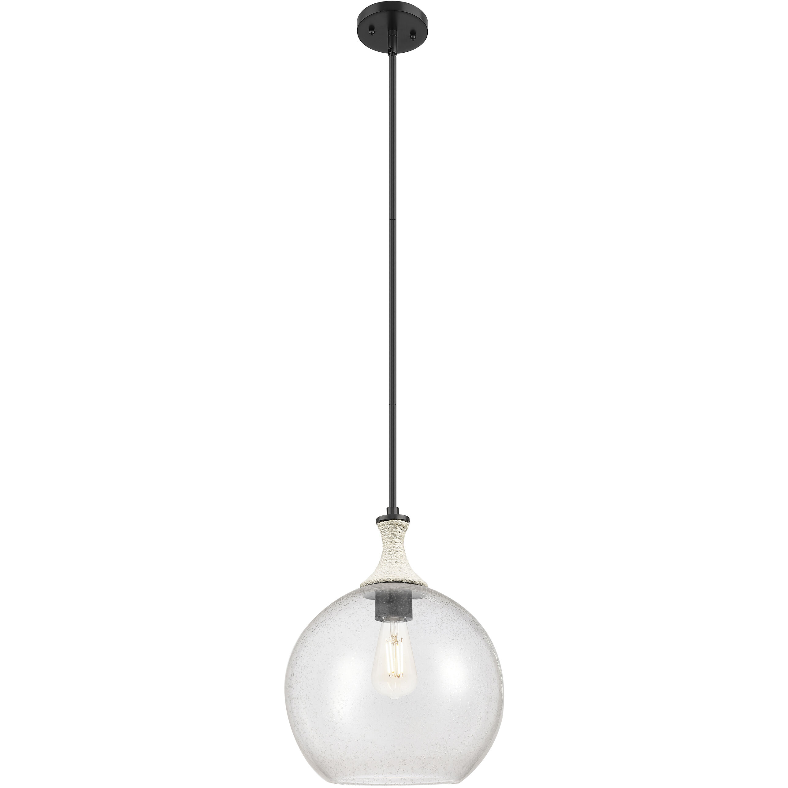 Astor 1 Light 12 inch Matte Black Mini Pendant Ceiling Light in Seedy Glass