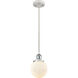 Ballston Beacon LED 6 inch White and Polished Chrome Mini Pendant Ceiling Light in Matte White Glass