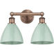 Plymouth Dome 2 Light 16.5 inch Antique Copper and Seafoam Bath Vanity Light Wall Light