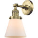 Franklin Restoration Small Cone 1 Light 6 inch Antique Brass Semi-Flush Mount Ceiling Light in Incandescent, Matte White Glass, Franklin Restoration