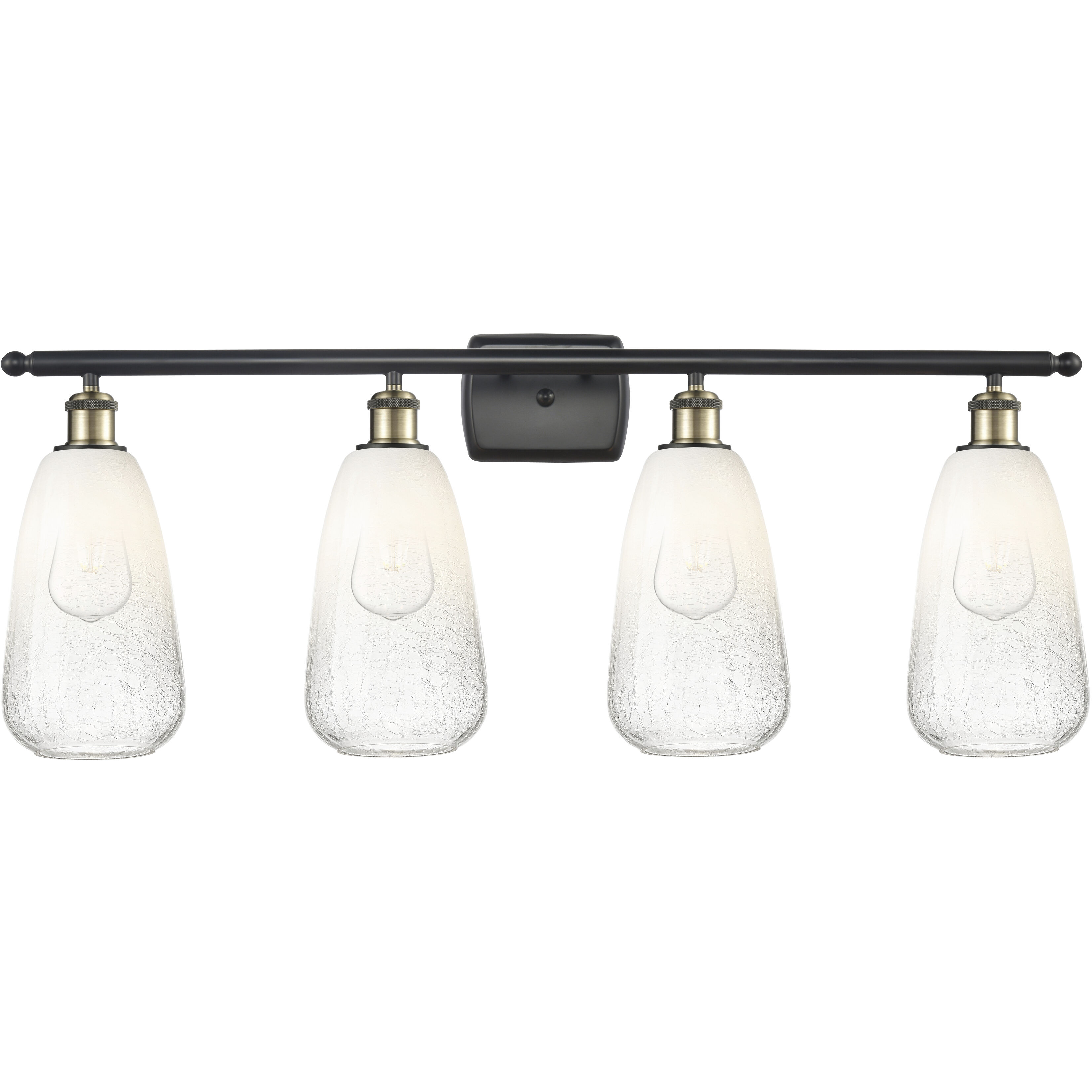 Ballston Brookhaven Almond 4 Light 36 inch Black Antique Brass Bath Vanity Light Wall Light in Opal Glass