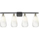 Ballston Brookhaven Almond 4 Light 36 inch Black Antique Brass Bath Vanity Light Wall Light in Opal Glass