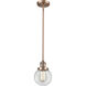 Franklin Restoration Beacon LED 6 inch Antique Copper Mini Pendant Ceiling Light in Clear, Franklin Restoration