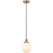 Edison Beacon 1 Light 8 inch Antique Copper Mini Pendant Ceiling Light