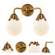 Nouveau 2 Beacon 2 Light 14 inch Brushed Brass Bath Vanity Light Wall Light in Matte White Glass