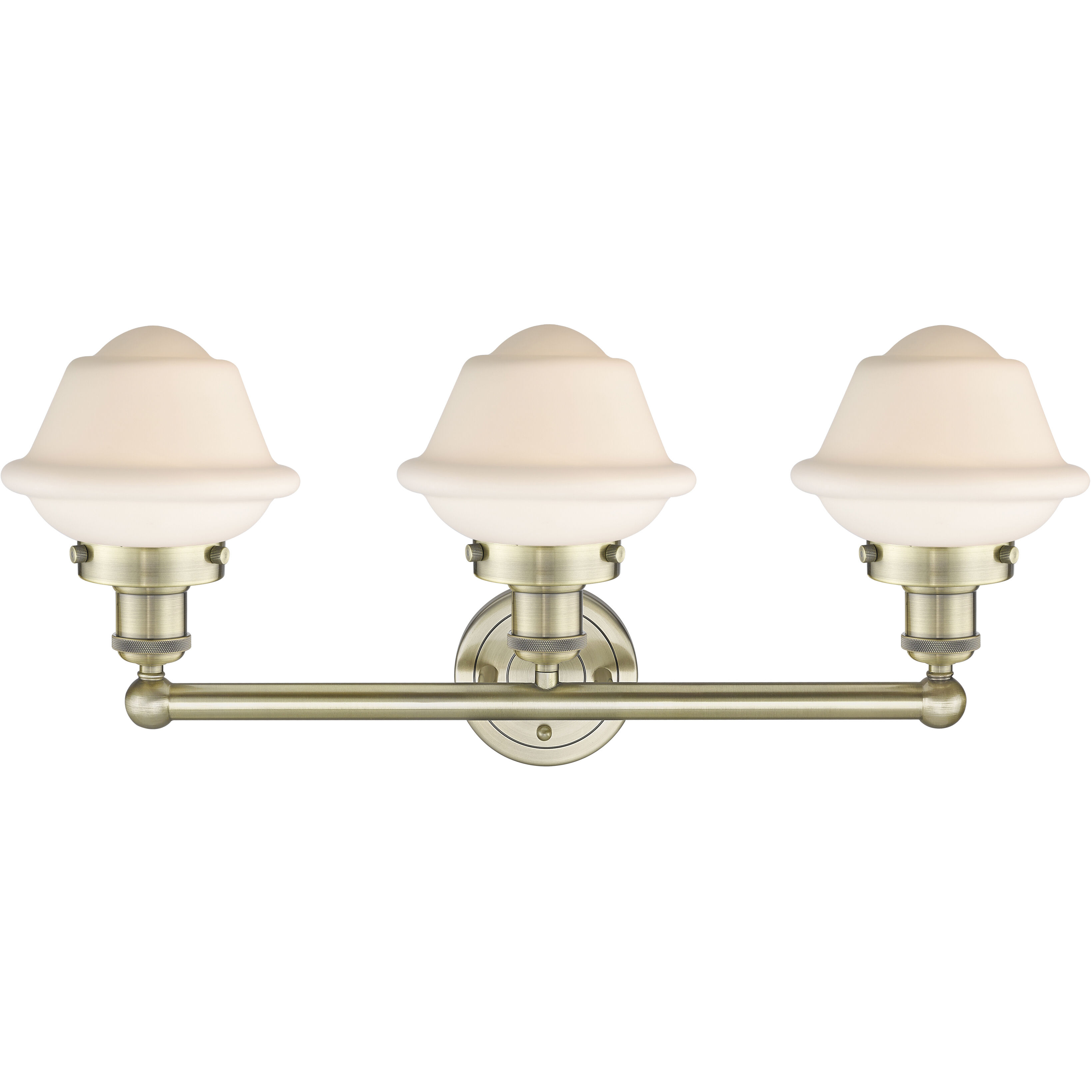 Oxford 3 Light 24.5 inch Antique Brass Bath Vanity Light Wall Light in Matte White