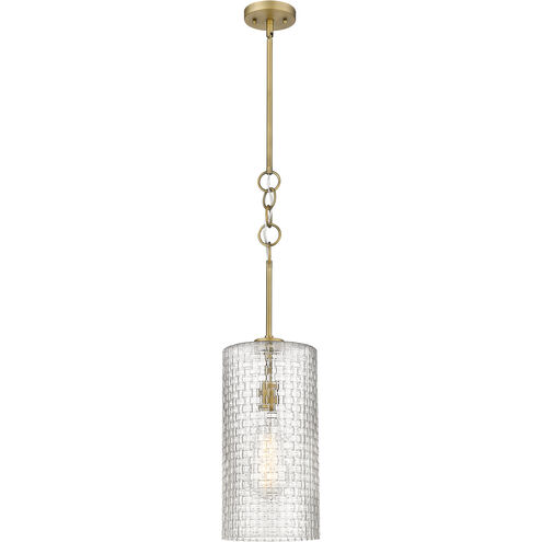 Wexford 1 Light 8 inch Brushed Brass Mini Pendant Ceiling Light in Clear Basket Weave Glass
