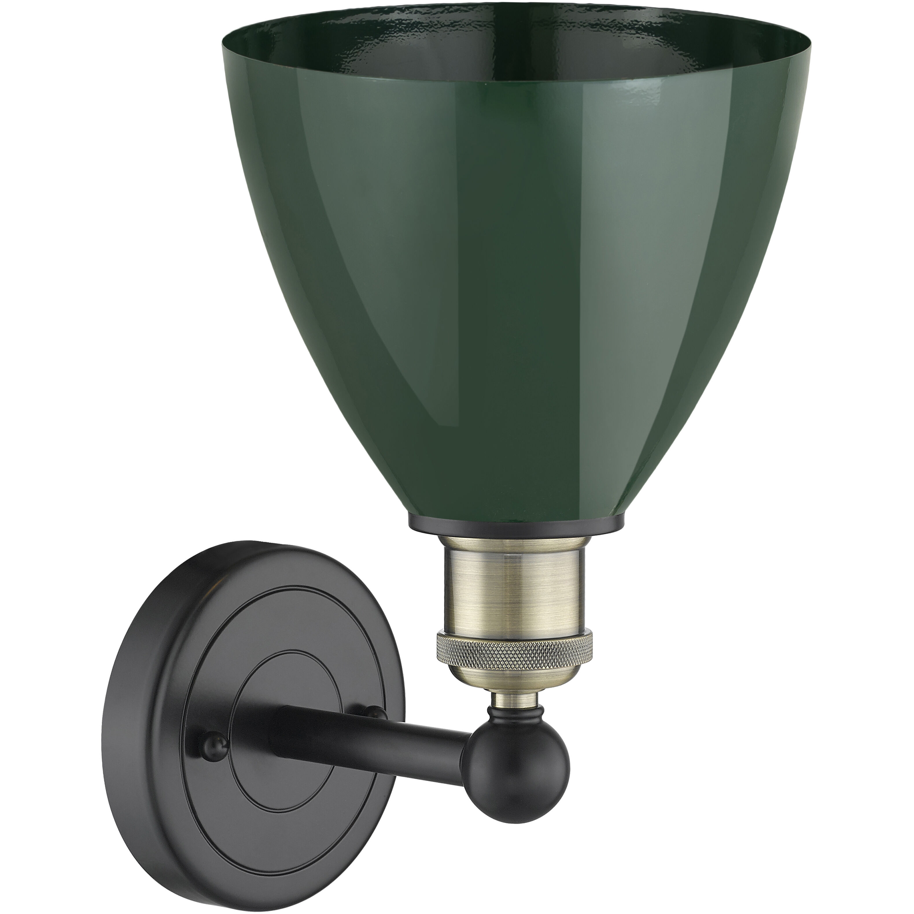 Plymouth Dome Sconce Wall Light in Black Antique Brass, Green