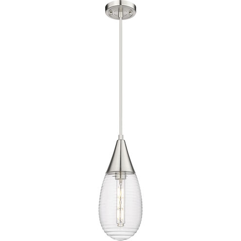 Malone 1 Light 6 inch Satin Nickel Pendant Ceiling Light in Striped Clear Glass