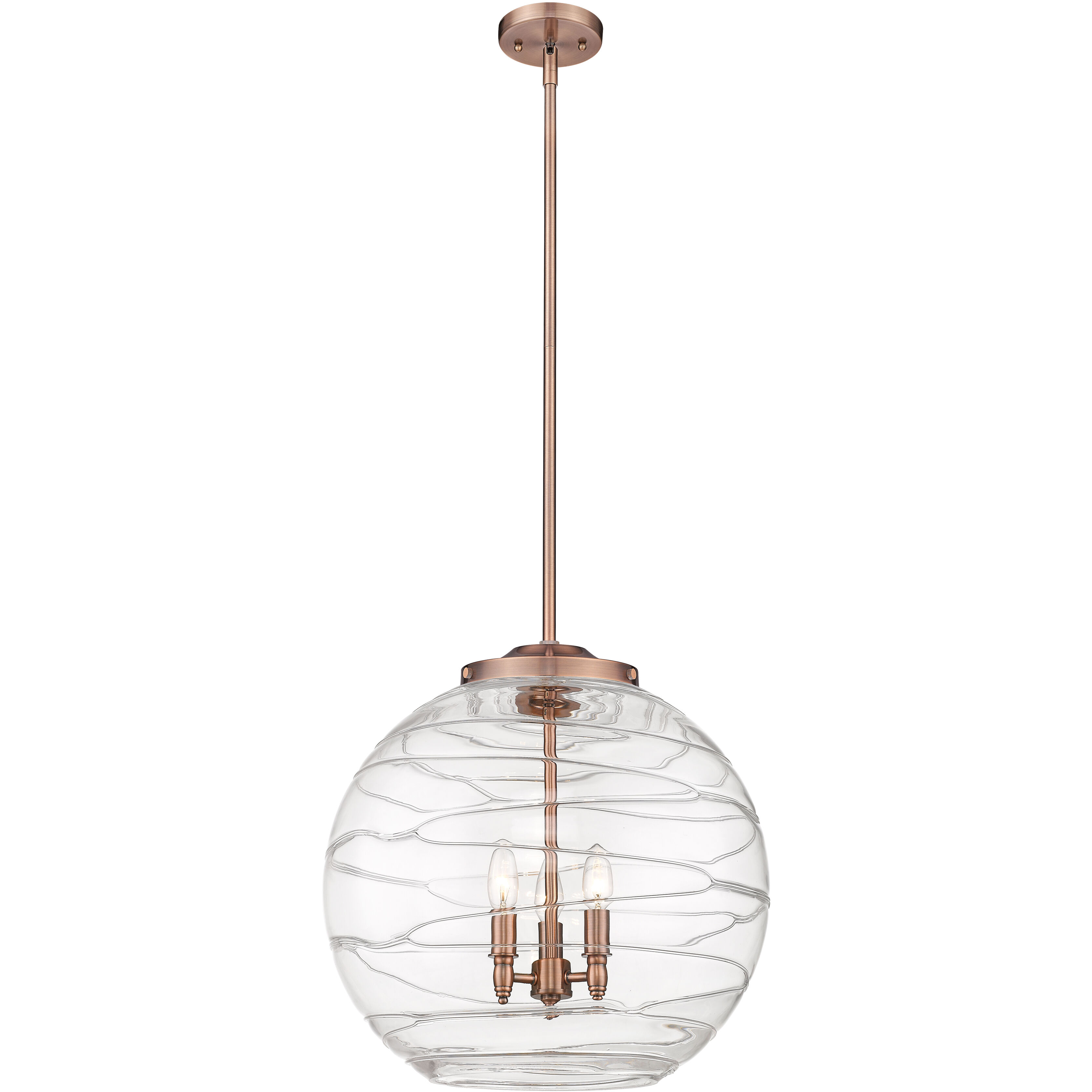 Ballston Athens Deco Swirl LED 17.88 inch Antique Copper Statement Pendant Ceiling Light in Clear Deco Swirl