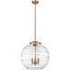 Ballston Athens Deco Swirl LED 17.88 inch Antique Copper Statement Pendant Ceiling Light in Clear Deco Swirl