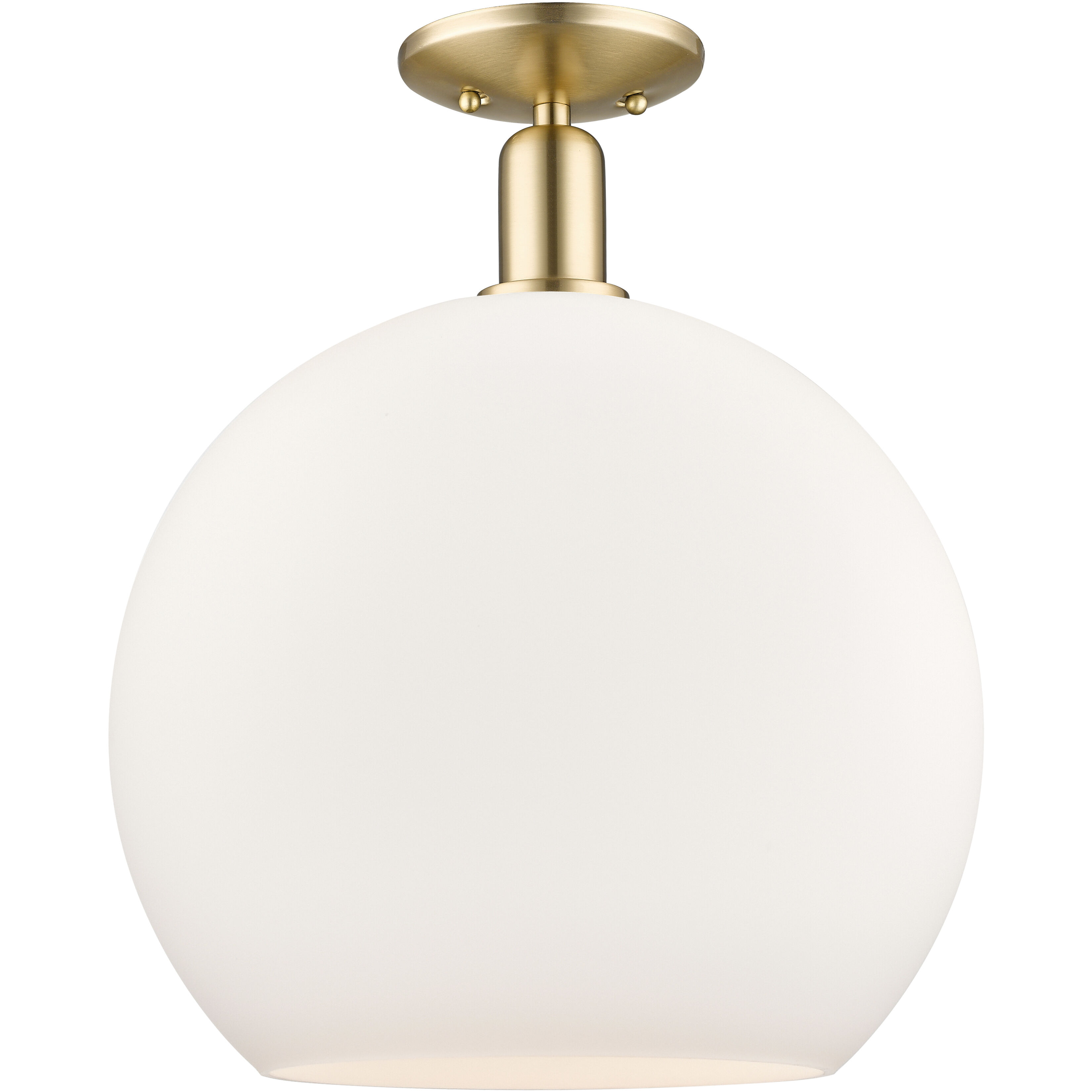 Arcadia Athens 1 Light 13.75 inch Champagne Bronze Semi-Flush Mount Ceiling Light in Matte White