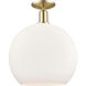 Arcadia Athens 1 Light 13.75 inch Champagne Bronze Semi-Flush Mount Ceiling Light in Matte White