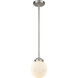 Nouveau Beacon 1 Light 6 inch Brushed Satin Nickel Mini Pendant Ceiling Light in Matte White Glass, Nouveau