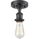 Edison Bare Bulb 1 Light 2 inch Matte Black Semi-Flush Mount Ceiling Light 