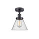 Ballston Large Cone LED 8 inch Matte Black Semi-Flush Mount Ceiling Light in Seedy Glass, Ballston