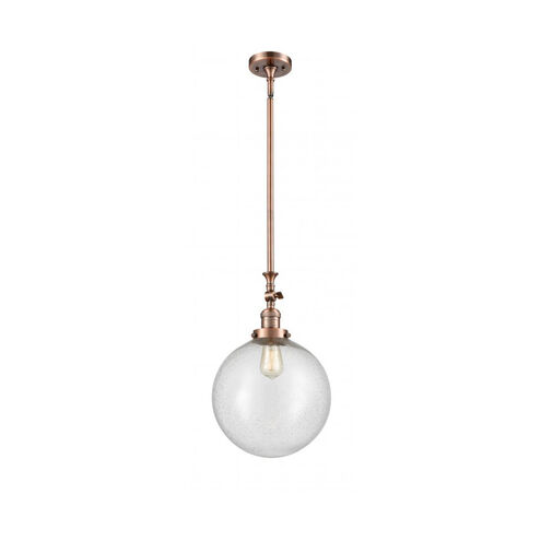 Franklin Restoration XX-Large Beacon 1 Light 12 inch Antique Copper Mini Pendant Ceiling Light in Seedy Glass, Franklin Restoration
