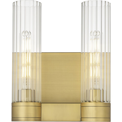 Empire 2 Light 10.5 inch Brushed Brass Sconce Wall Light in Clear Glass
