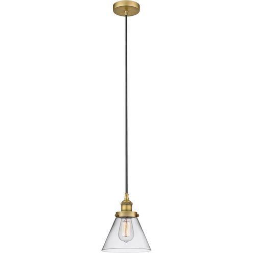 Edison Cone 1 Light 8 inch Brushed Brass Mini Pendant Ceiling Light
